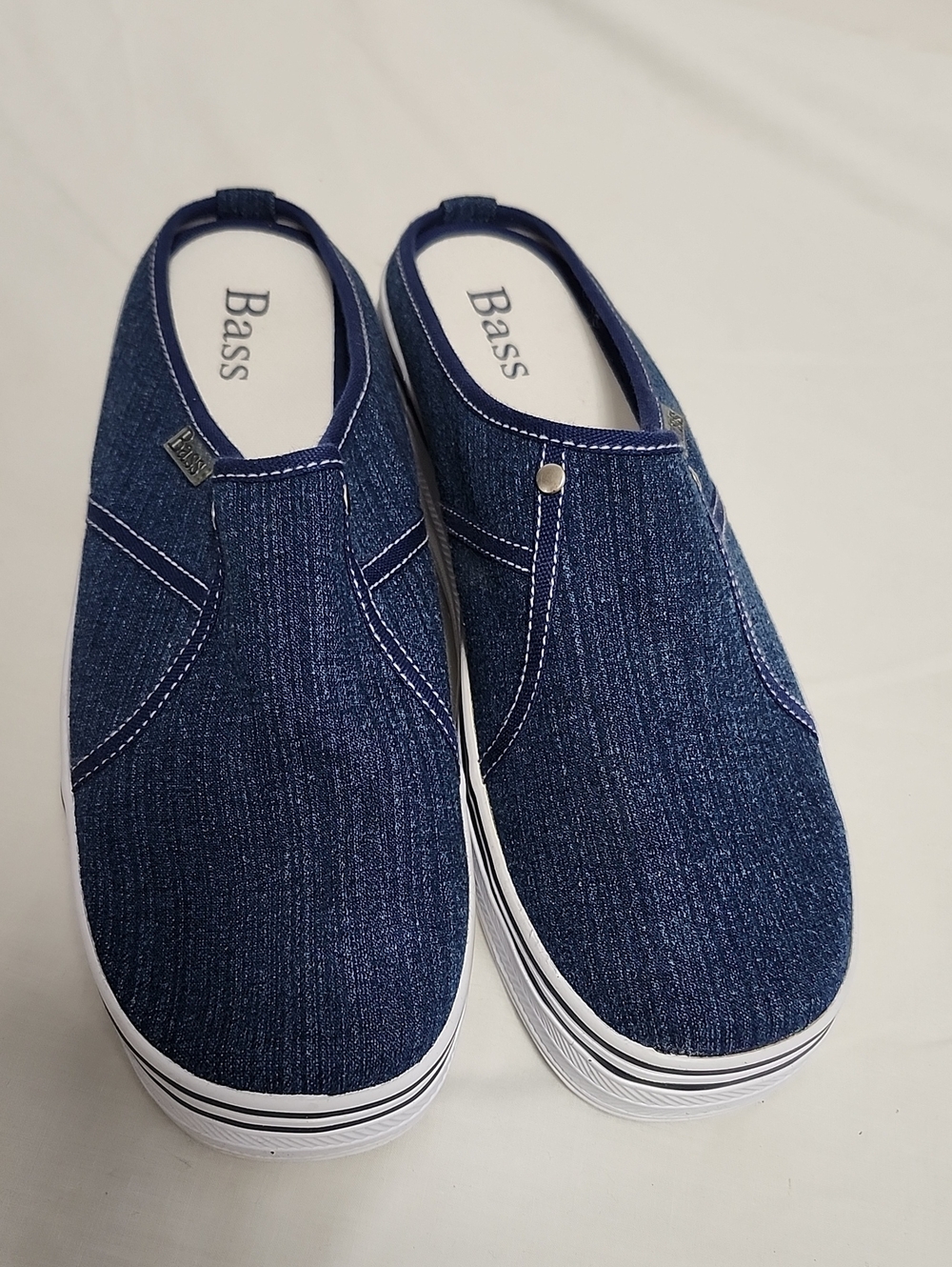 Bass Men's Slip-On Denim Loafers in Navy Blue